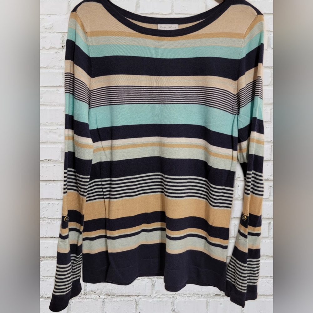 Charter Club Striped Long Sleeve Size Large